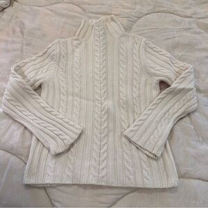 Kate Hill Cream Cable Knit Turtleneck Sweater